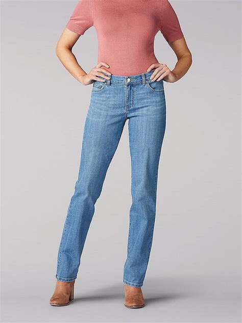 Womens Stretch Relaxed Fit Straight Leg Jean in Inspire Blue - Walmart.com