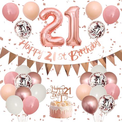 21th Birthday Decorations Retro MMF7 Pink Rose Gold,21th Birthday 21th ...