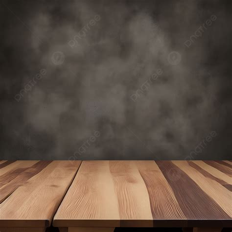 Dark Wall Background With Wood Table, Night Light, Wood Table, Product ...