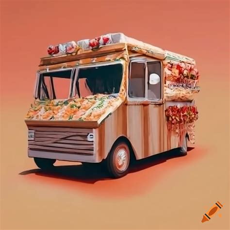 Pink food truck that makes meatballs on Craiyon