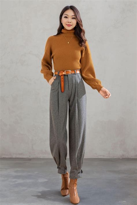 Gray Wool Pants Women, Wool Tapered Pants, Loose Pants, Pant With ...