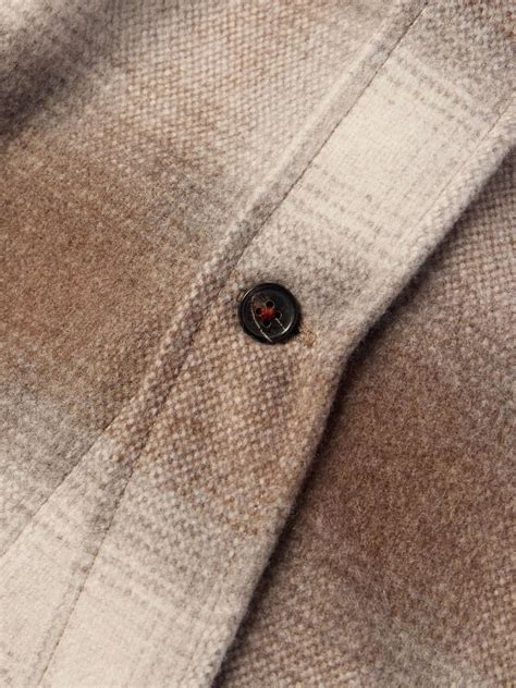 LORO PIANA Button-Down Collar Checked Wool and Cashmere-Blend Flannel ...