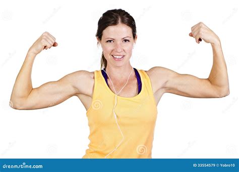 Strong Beautiful Woman Flexing Biceps Royalty-Free Stock Photography ...