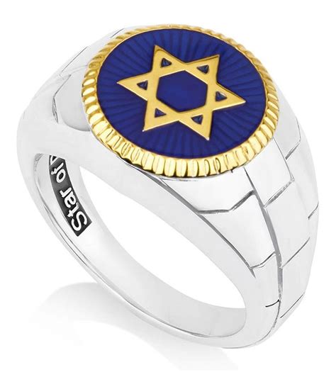 925 Sterling Silver and Gold Star of David Ring - Your Holy Land Store