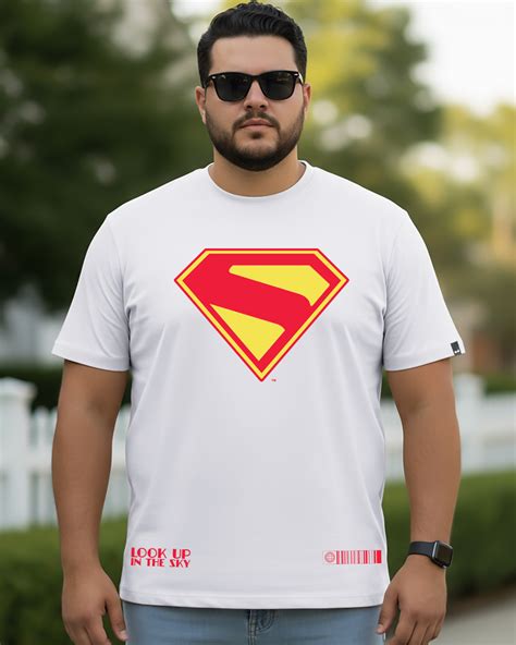 Buy Men's White Superman Logo Graphic Printed Plus Size T-shirt Online ...