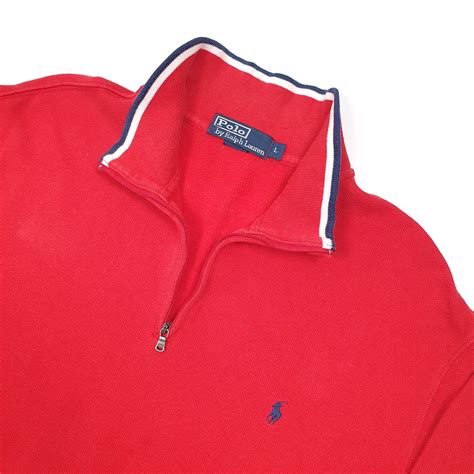Mens Polo Ralph Lauren Red Quarter Zip Jumper L – Bundl Clothing