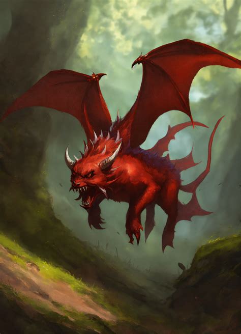 Lexica - A small flying spined Devil from DnD 5e, digital art