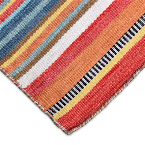 Multicolor Stripe Reversible Indoor Outdoor Rug - World Market