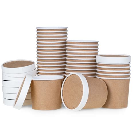 Paper Ice Cream Cups with Lids, 40-Pack 11-Oz Soup Cups with Lids ...