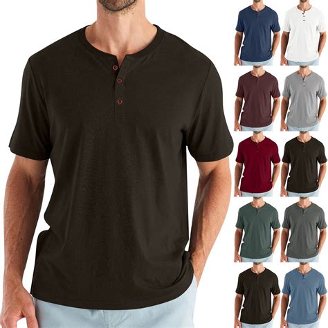 Mens Henley Shirts, Mens Button Up Shirt, Short Sleeve Shirts for Men ...