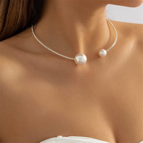 Clataly Imitation Pearl Open Necklace Simple Single Layer Bracelets ...