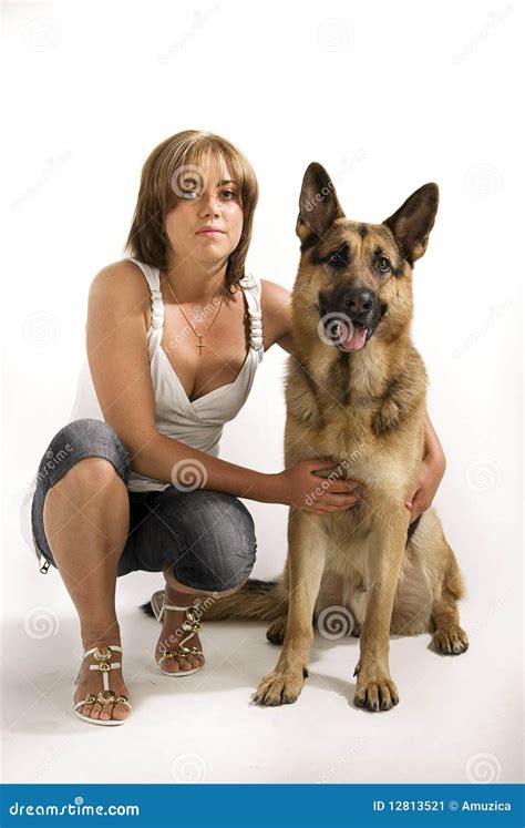 Shepherd dog and women stock image. Image of animal, handsome - 12813521
