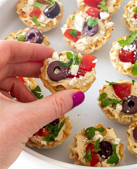 How To Make Greek Hummus Phyllo Cups | Phyllo cups with feta cheese ...