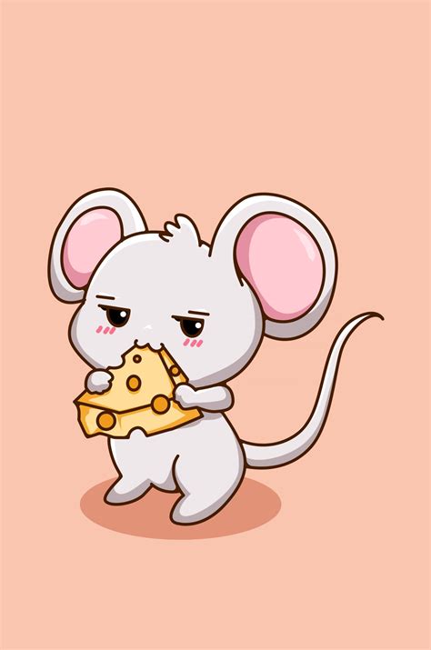 Cute and funny little mouse with cheese animal cartoon illustration ...