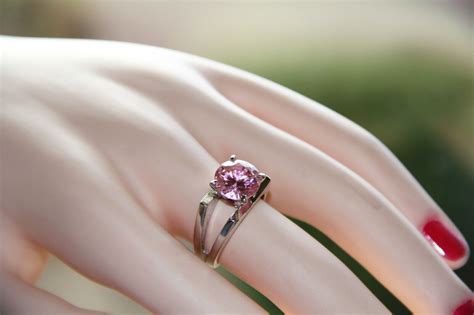 Stunning Pink Diamond Lab Created 18 kt GE Ring Size 8 | eBay