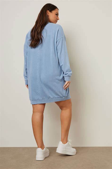 YOURS Plus Size Light Blue Sweatshirt Dress | Yours Clothing