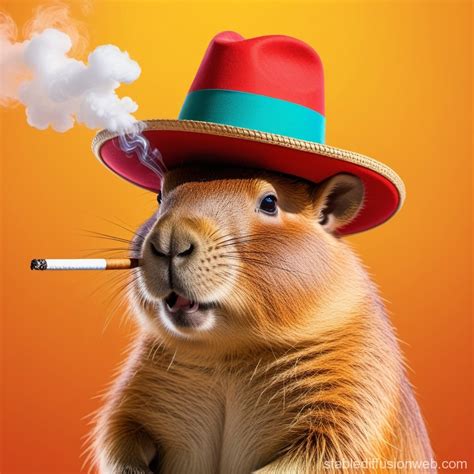 Capybara in Spanish Style with Hat and Cigarette | Stable Diffusion Online