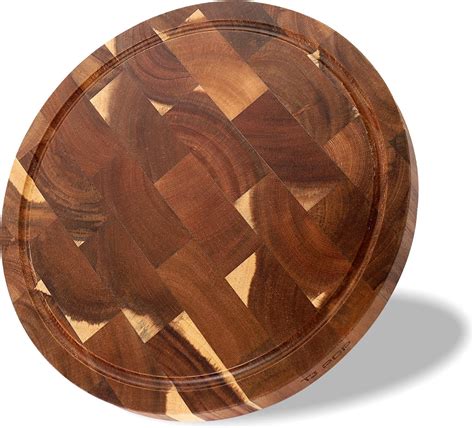 Acacia Wood Chopping Board, TJ POP Round Wood Cutting Board 30 x 30 x 2 ...