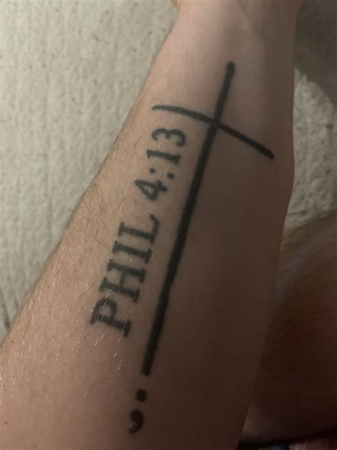Philippians 4 13 Arm Tattoo With Cross