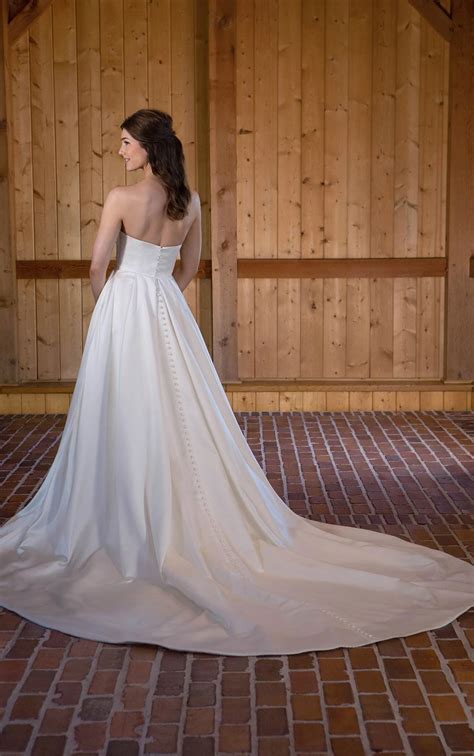 Satin Column Wedding Dress with Detachable Overskirt