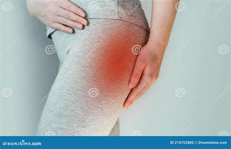 A Woman Suffers from Piriformis Syndrome, Pain in Buttocks Muscle Stock Image - Image of ...