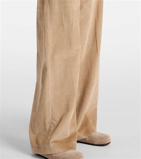 High-rise wide-leg corduroy pants in beige - Brunello Cucinelli | Mytheresa