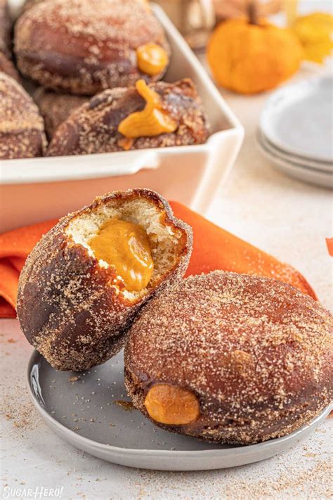 Pumpkin Cream Filled Donuts - SugarHero