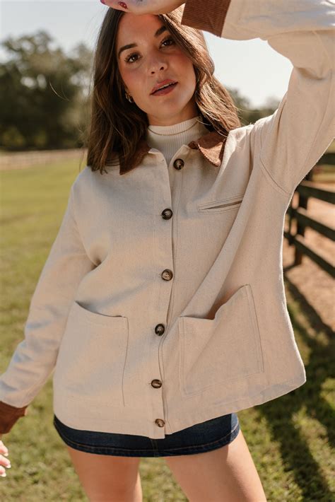 Cream & Brown Barn Jacket - Georgia Jacket - Lizard Thicket
