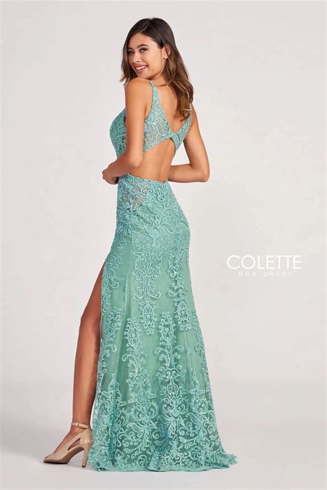 Sea Glass Colette CL2052 Fitted Prom Long Keyhole Back Formal Dress for $609.99 – The Dress Outlet