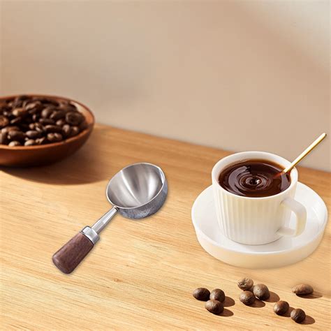 Xecvkr Stainless Steel Wooden Handle Coffee Measuring Spoon, Baking ...