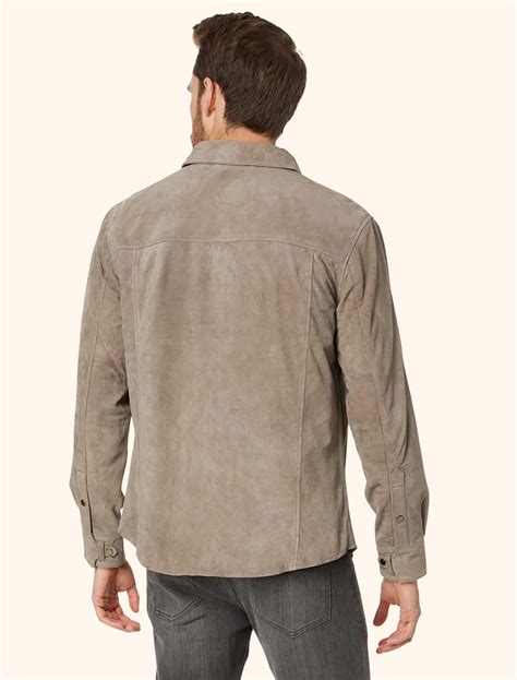 Classic Brown Suede Leather Shirt - Mens Leather Wear