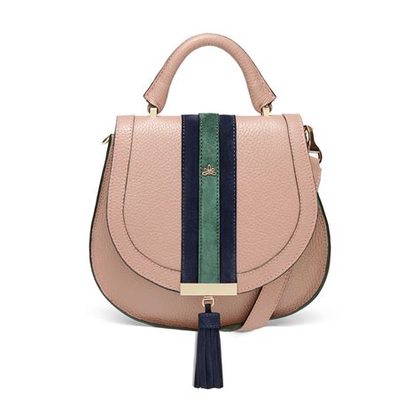 The Mini Venice in dusty rose grain with navy & forest suede. | Leather ...