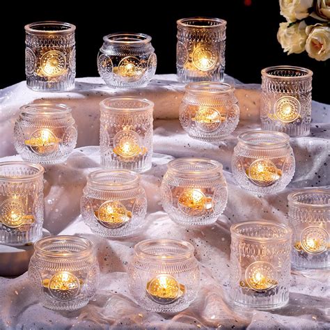 Amazon.com: DARJEN 48Pcs Clear Votive Candle Holders - Glass Tea Light ...