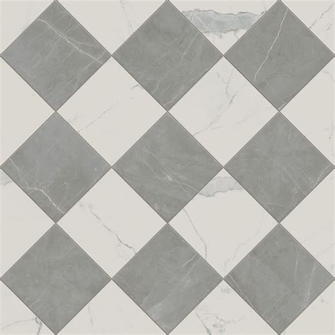 Leona 12x12 Checkerboard Matte Porcelain Tile in Calacatta and Amani ...