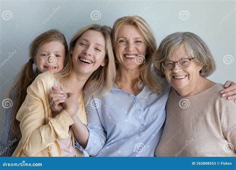 Happy Little Child, Cheerful Young Mom, Middle Aged Granny Portrait ...