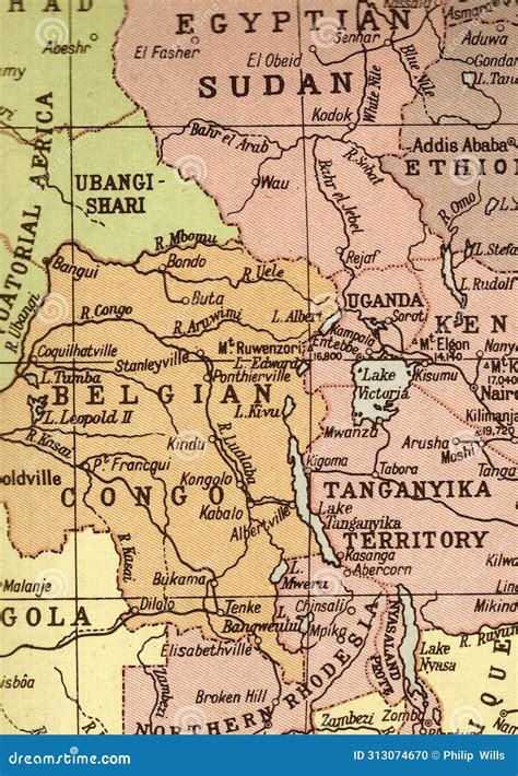 A Vintage Political Map of Belgian Congo in Sepia. Stock Illustration - Illustration of malaya ...
