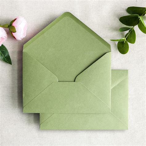Amazon.com : 50 Pieces Sage-Green A7 Envelopes with Gold Stickers ...