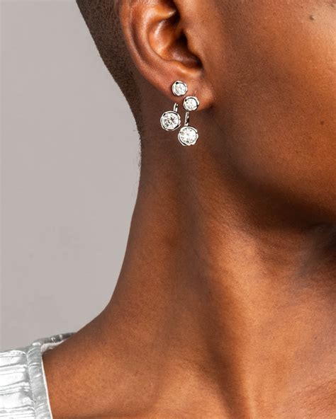 Asterales Silver Front Back Earrings | Silver Crystal Earrings