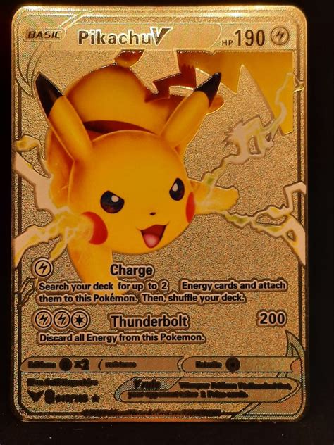 Pikachu V Gold Metal Pokemon Card - Etsy