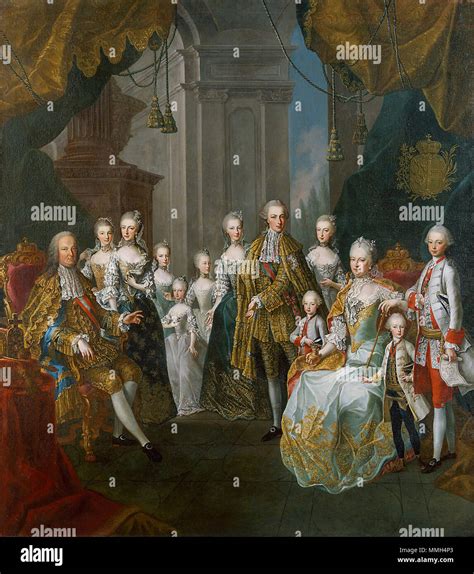 Deutsch: Franz I. Stephan und Maria Theresia mit elf Kindern . 1764/ ...