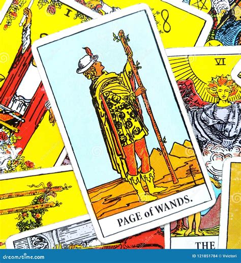 Page of Wands Tarot Card stock illustration. Illustration of brings - 121851784