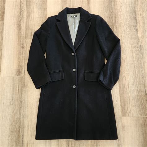 J.Crew Wool and Cashmere Long Pea Coat, Women's 4, Black, Single ...