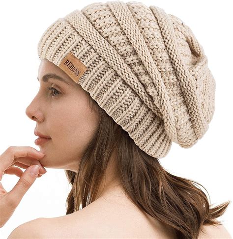 REDESS Women's Winter Beanie Hat, Warm Chunky Cable Knit Cap, Soft ...