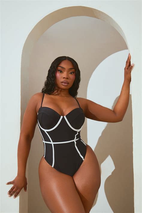 Classic Touch Underwire 1 Piece Swimsuit - Black/White | Fashion Nova