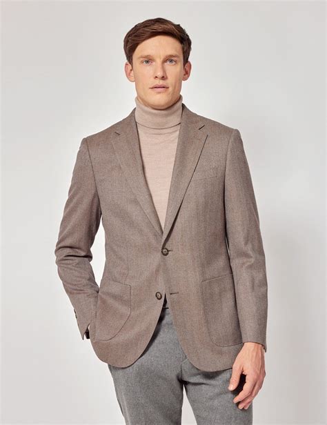 Men's Brown Herringbone Wool Blazer | Hawes & Curtis