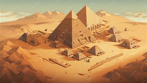 Premium AI Image | Isometric pyramids of giza creative illustration