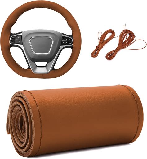 Steering Wheel Cover, Leather Steering Wheel Cover, Breathable Steering Wheel Cover, Hand Sewing ...