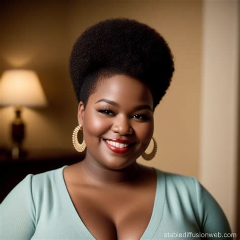 Jovial Woman with Short Afro Hairstyle | Stable Diffusion Online