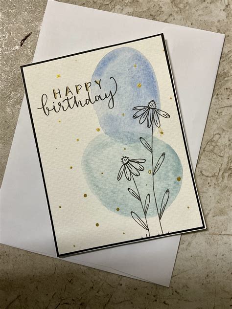 Watercolor Birthday Card with Flowers