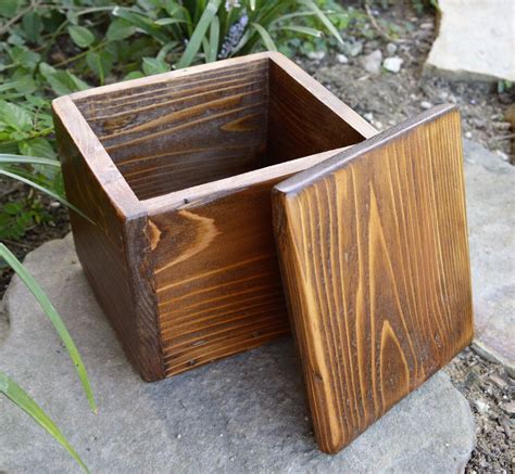 Rustic Wooden Box with Lid | Small Storage Keepsakes Jewelry Box